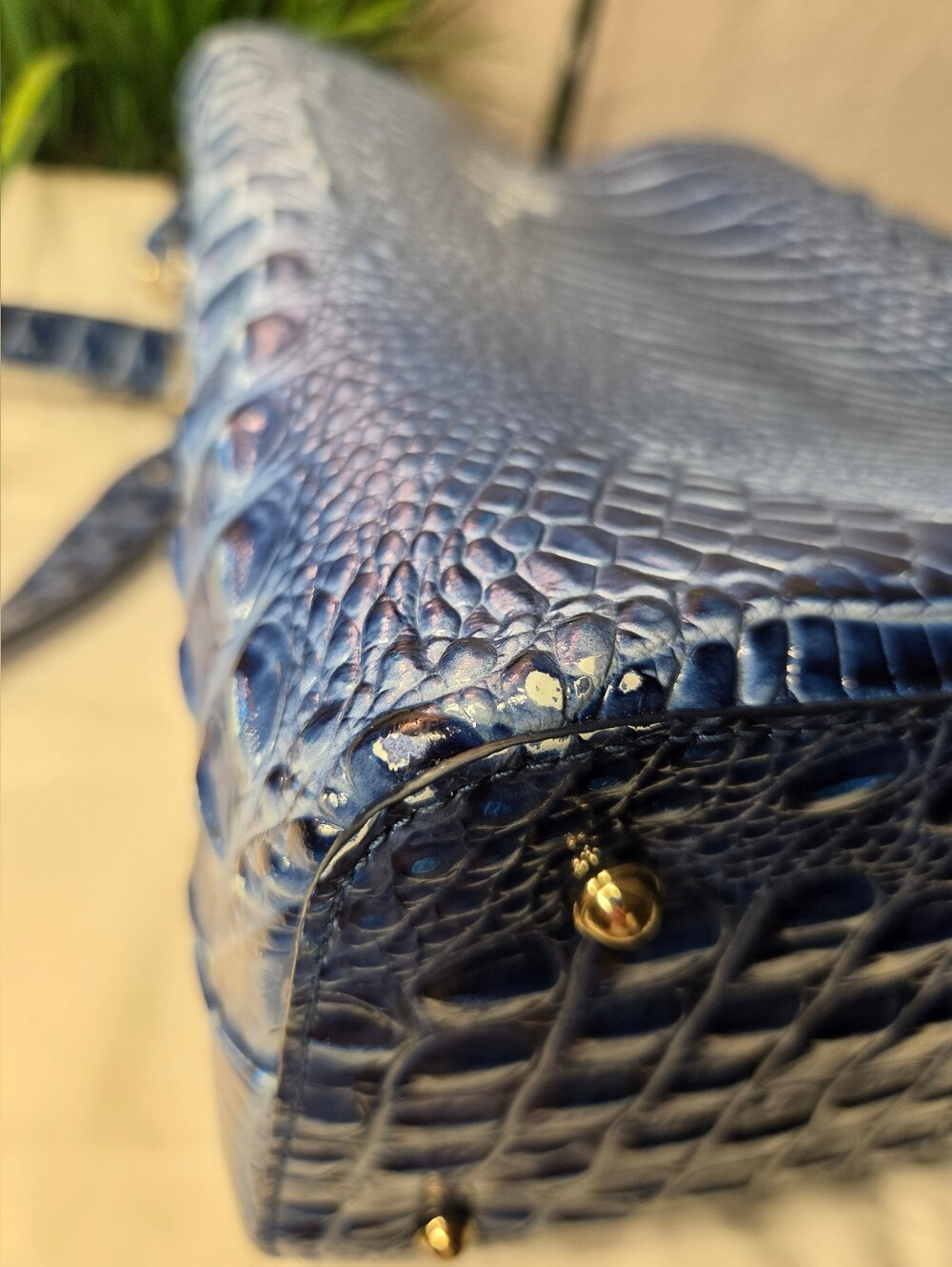Brahmin Amelia Bucket Bag Bluebonnet Melbourne Leather EUC - Picture 9 of 16